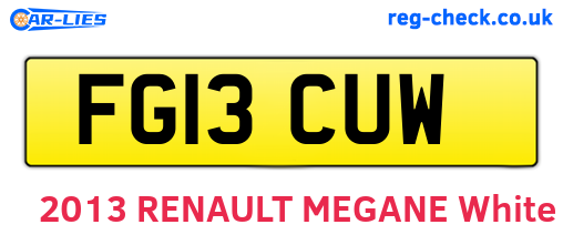 FG13CUW are the vehicle registration plates.