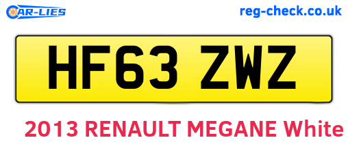 HF63ZWZ are the vehicle registration plates.