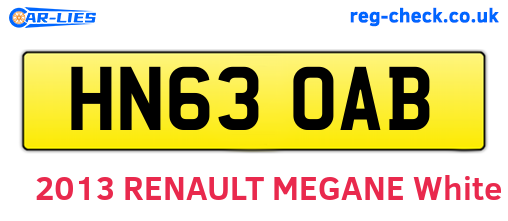 HN63OAB are the vehicle registration plates.