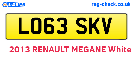LO63SKV are the vehicle registration plates.