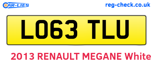 LO63TLU are the vehicle registration plates.