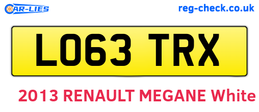 LO63TRX are the vehicle registration plates.