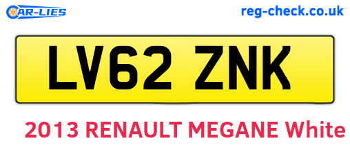 LV62ZNK are the vehicle registration plates.