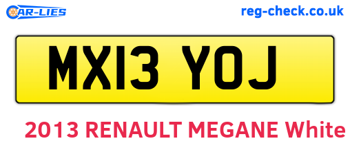 MX13YOJ are the vehicle registration plates.