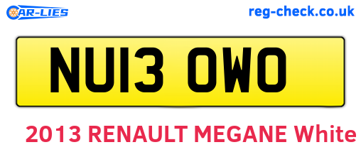 NU13OWO are the vehicle registration plates.
