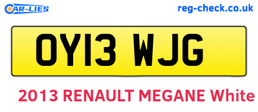 OY13WJG are the vehicle registration plates.