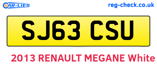 SJ63CSU are the vehicle registration plates.