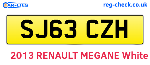 SJ63CZH are the vehicle registration plates.