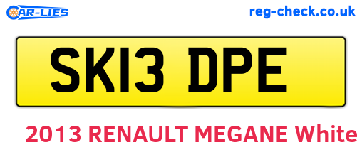 SK13DPE are the vehicle registration plates.