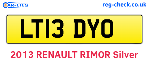 LT13DYO are the vehicle registration plates.