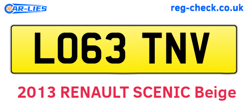 LO63TNV are the vehicle registration plates.