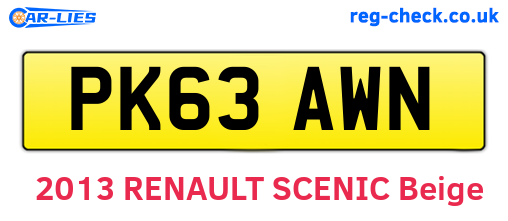 PK63AWN are the vehicle registration plates.