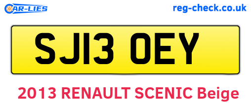 SJ13OEY are the vehicle registration plates.