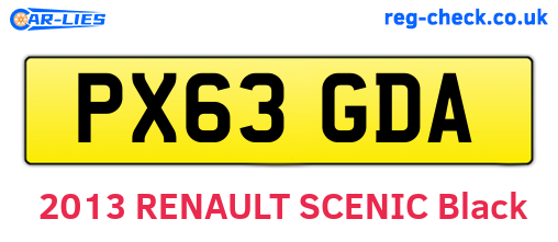 PX63GDA are the vehicle registration plates.