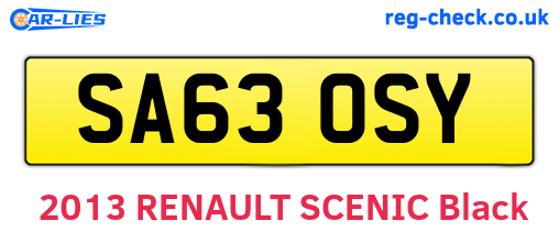 SA63OSY are the vehicle registration plates.