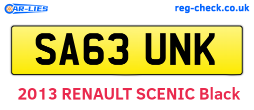 SA63UNK are the vehicle registration plates.