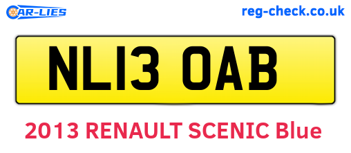NL13OAB are the vehicle registration plates.