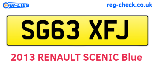 SG63XFJ are the vehicle registration plates.