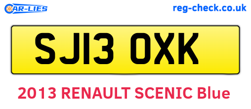 SJ13OXK are the vehicle registration plates.