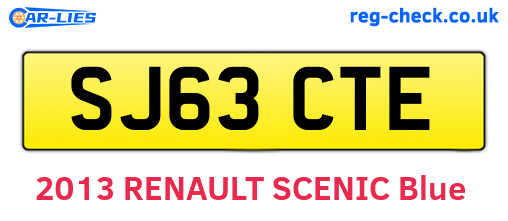 SJ63CTE are the vehicle registration plates.
