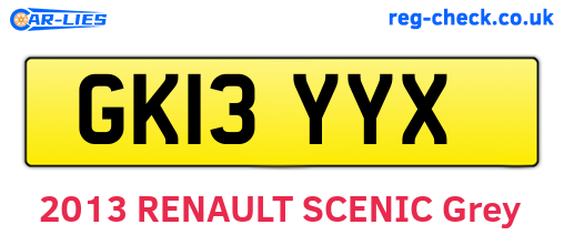 GK13YYX are the vehicle registration plates.