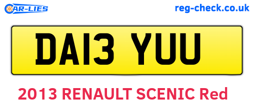 DA13YUU are the vehicle registration plates.