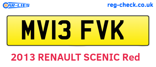MV13FVK are the vehicle registration plates.