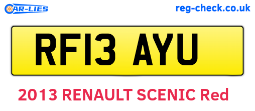 RF13AYU are the vehicle registration plates.