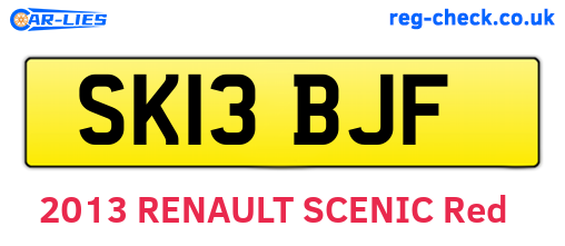 SK13BJF are the vehicle registration plates.