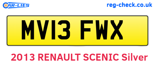 MV13FWX are the vehicle registration plates.