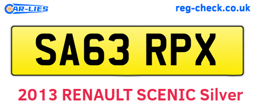 SA63RPX are the vehicle registration plates.
