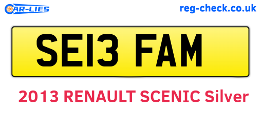 SE13FAM are the vehicle registration plates.