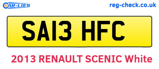 SA13HFC are the vehicle registration plates.