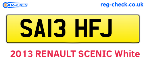SA13HFJ are the vehicle registration plates.