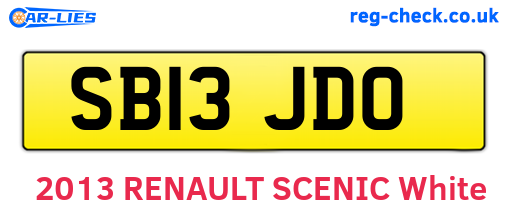SB13JDO are the vehicle registration plates.
