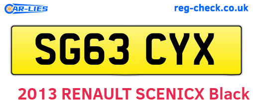 SG63CYX are the vehicle registration plates.
