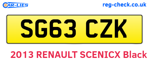 SG63CZK are the vehicle registration plates.