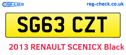 SG63CZT are the vehicle registration plates.