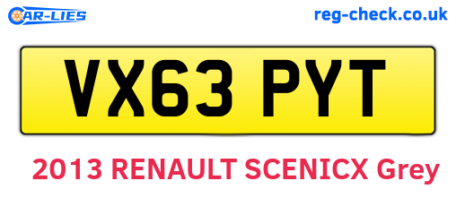 VX63PYT are the vehicle registration plates.