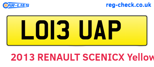 LO13UAP are the vehicle registration plates.