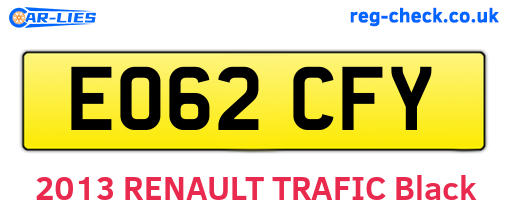 EO62CFY are the vehicle registration plates.