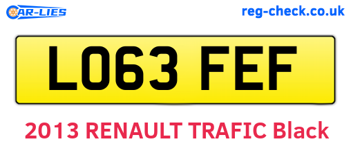LO63FEF are the vehicle registration plates.
