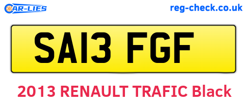 SA13FGF are the vehicle registration plates.