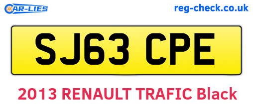 SJ63CPE are the vehicle registration plates.