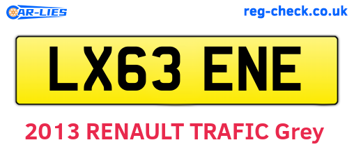LX63ENE are the vehicle registration plates.
