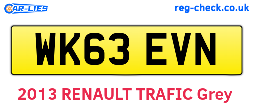 WK63EVN are the vehicle registration plates.