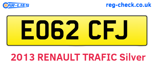 EO62CFJ are the vehicle registration plates.