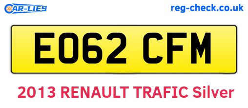 EO62CFM are the vehicle registration plates.