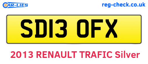 SD13OFX are the vehicle registration plates.