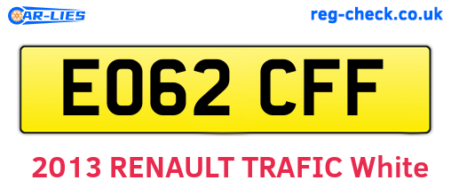 EO62CFF are the vehicle registration plates.